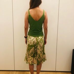 Schumacher Floral Green Silk Skirt Set